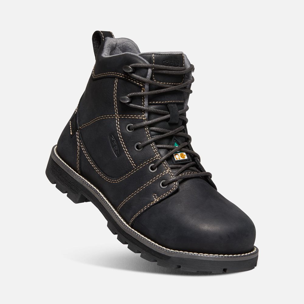 Keen Trekking Bot Kadın Siyah - Csa Seattle 6\" Waterproof (Aluminum Toe) - Türkiye EOKJ96308